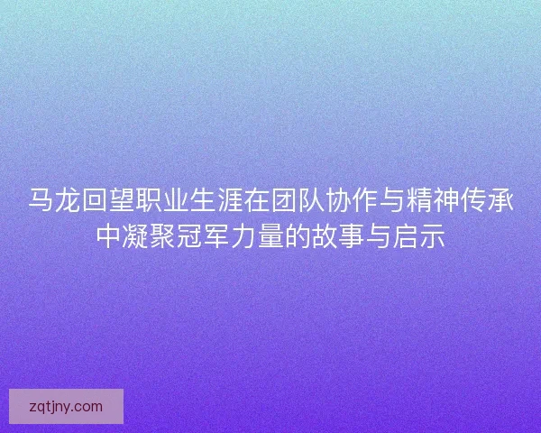 马龙回望职业生涯在团队协作与精神传承中凝聚冠军力量的故事与启示